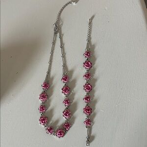 Avon Pink Rose Jewelry Set necklace bracelet